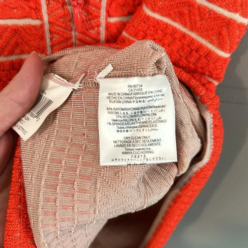 Herve Leger Indra Chevron Textured Bandage Mini Dress in Coral Size XS - Picture 8 of 10